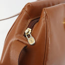 CELINE Circle Shoulder Bag Leather Brown Gold Auth 196309-10