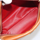 CELINE Circle Shoulder Bag Leather Brown Gold Auth 196309-11