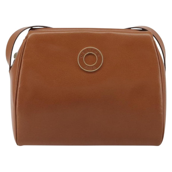 CELINE Circle Shoulder Bag Leather Brown Gold Auth 196309