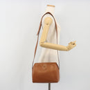 CELINE Circle Shoulder Bag Leather Brown Gold Auth 196309-22