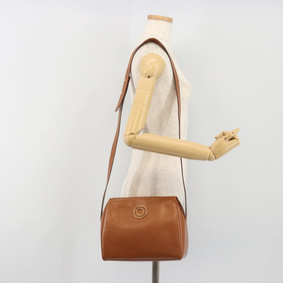 CELINE Circle Shoulder Bag Leather Brown Gold Auth 196309