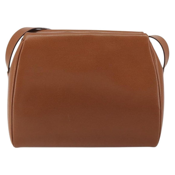 CELINE Circle Shoulder Bag Leather Brown Gold Auth 196309