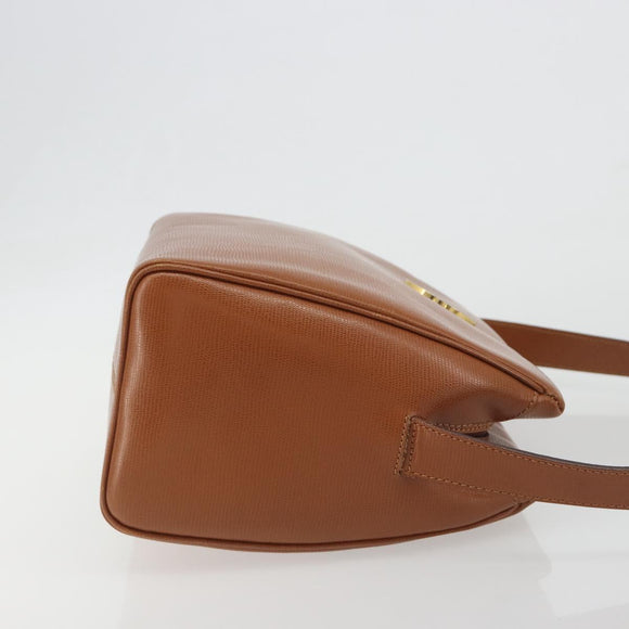 CELINE Circle Shoulder Bag Leather Brown Gold Auth 196309