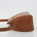 CELINE Circle Shoulder Bag Leather Brown Gold Auth 196309-4