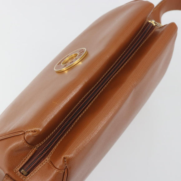 CELINE Circle Shoulder Bag Leather Brown Gold Auth 196309