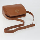 CELINE Circle Shoulder Bag Leather Brown Gold Auth 196309-7