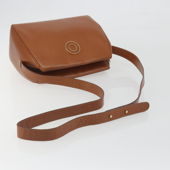 CELINE Circle Shoulder Bag Leather Brown Gold Auth 196309