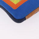 LOEWE Irohebe Nature Neck Pouch Shoulder Bag Canvas Blue Silver Auth 196313A-9