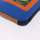 LOEWE Irohebe Nature Neck Pouch Shoulder Bag Canvas Blue Silver Auth 196313A-14