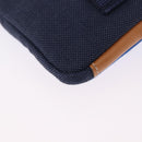LOEWE Irohebe Nature Neck Pouch Shoulder Bag Canvas Blue Silver Auth 196313A-15