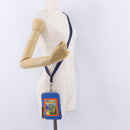 LOEWE Irohebe Nature Neck Pouch Shoulder Bag Canvas Blue Silver Auth 196313A-21