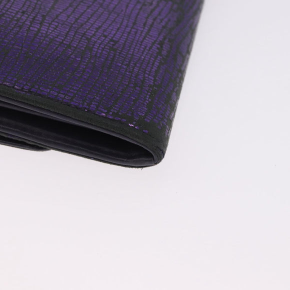 CHANEL Long Wallet Leather Purple CC Auth 196318