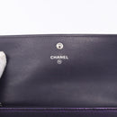 CHANEL Long Wallet Leather Purple CC Auth 196318-17