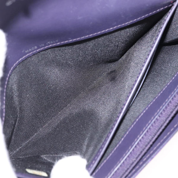 CHANEL Long Wallet Leather Purple CC Auth 196318