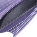 CHANEL Long Wallet Leather Purple CC Auth 196318-20