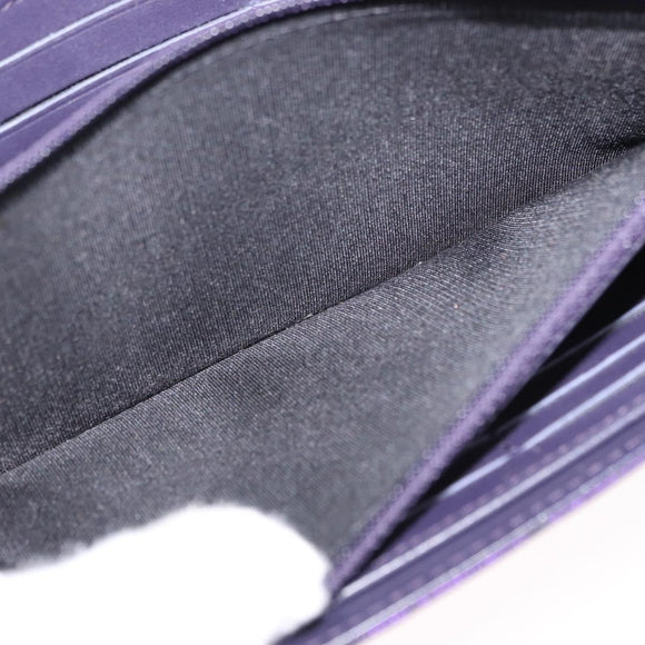 CHANEL Long Wallet Leather Purple CC Auth 196318