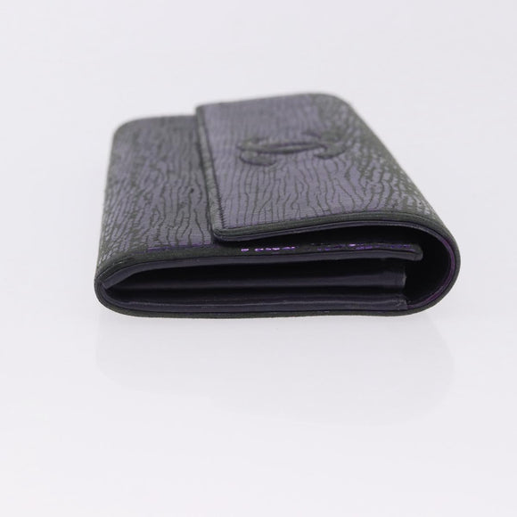 CHANEL Long Wallet Leather Purple CC Auth 196318