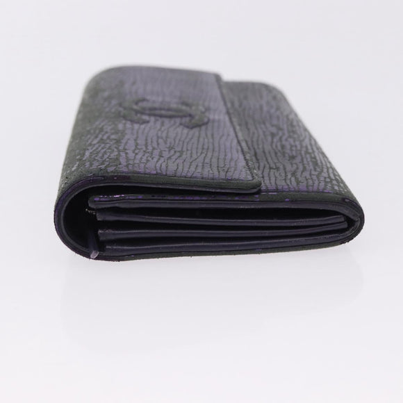 CHANEL Long Wallet Leather Purple CC Auth 196318