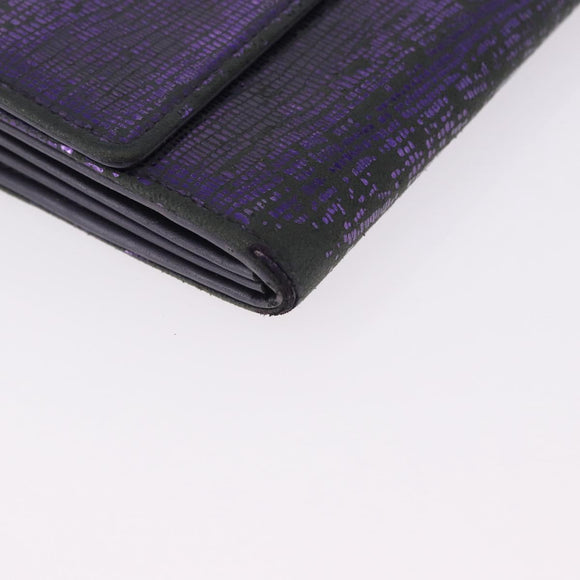 CHANEL Long Wallet Leather Purple CC Auth 196318