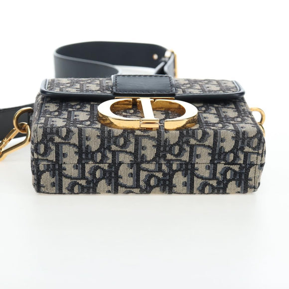 Christian Dior Trotter Canvas Diorissimo Hand Bag Navy Gold Auth 196320M