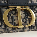 Christian Dior Trotter Canvas Diorissimo Hand Bag Navy Gold Auth 196320M-17