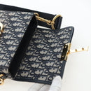 Christian Dior Trotter Canvas Diorissimo Hand Bag Navy Gold Auth 196320M-18