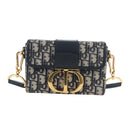 Christian Dior Trotter Canvas Diorissimo Hand Bag Navy Gold Auth 196320M-2