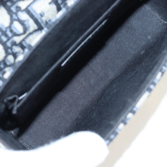 Christian Dior Trotter Canvas Diorissimo Hand Bag Navy Gold Auth 196320M