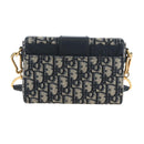 Christian Dior Trotter Canvas Diorissimo Hand Bag Navy Gold Auth 196320M-3
