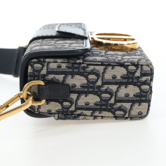 Christian Dior Trotter Canvas Diorissimo Hand Bag Navy Gold Auth 196320M