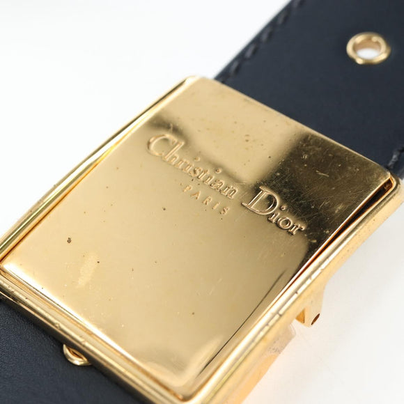 Christian Dior Trotter Canvas Diorissimo Hand Bag Navy Gold Auth 196320M