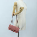 CHANEL Matelasse Dallas Chain Shoulder Bag Lamb Skin Pink Silver CC Auth 196321V-28