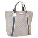 GUCCI GG Canvas Sherry Line Tote Bag Silver 189669 Auth 196326-1