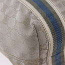 GUCCI GG Canvas Sherry Line Tote Bag Silver 189669 Auth 196326-12