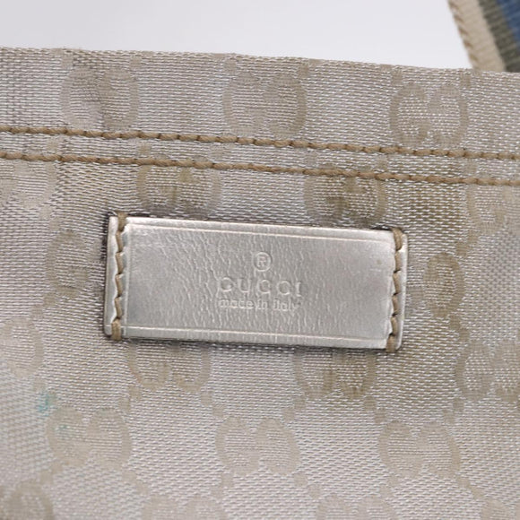 GUCCI GG Canvas Sherry Line Tote Bag Silver 189669 Auth 196326