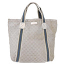 GUCCI GG Canvas Sherry Line Tote Bag Silver 189669 Auth 196326-2