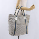GUCCI GG Canvas Sherry Line Tote Bag Silver 189669 Auth 196326-21