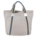 GUCCI GG Canvas Sherry Line Tote Bag Silver 189669 Auth 196326-3
