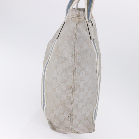 GUCCI GG Canvas Sherry Line Tote Bag Silver 189669 Auth 196326