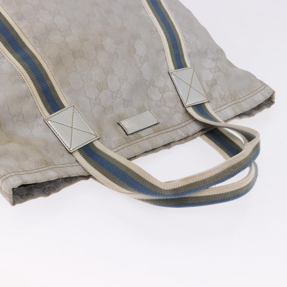 GUCCI GG Canvas Sherry Line Tote Bag Silver 189669 Auth 196326