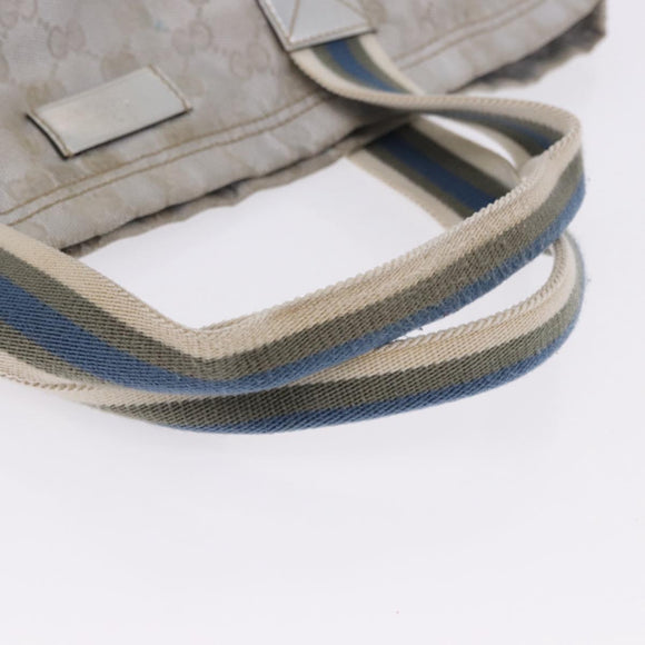 GUCCI GG Canvas Sherry Line Tote Bag Silver 189669 Auth 196326