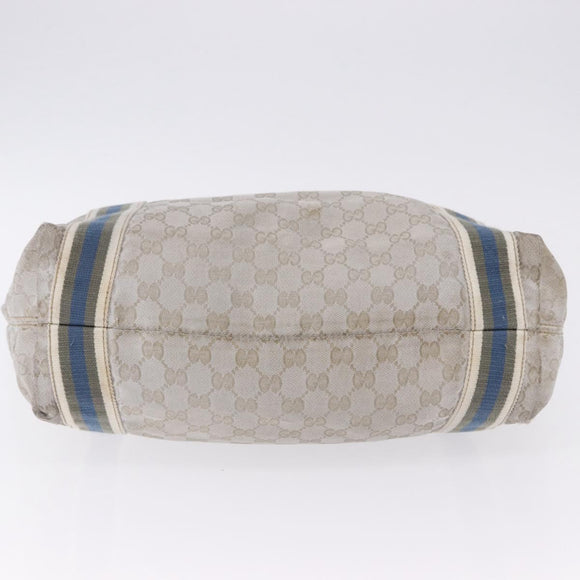 GUCCI GG Canvas Sherry Line Tote Bag Silver 189669 Auth 196326