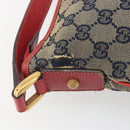 GUCCI GG Canvas Abbey Shoulder Bag Navy Gold 131326 Auth 196328-14
