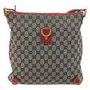 GUCCI GG Canvas Abbey Shoulder Bag Navy Gold 131326 Auth 196328-2