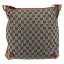 GUCCI GG Canvas Abbey Shoulder Bag Navy Gold 131326 Auth 196328-3