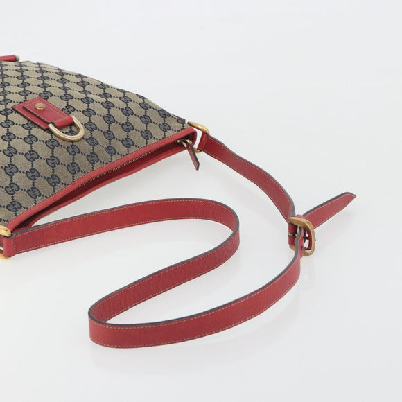GUCCI GG Canvas Abbey Shoulder Bag Navy Gold 131326 Auth 196328