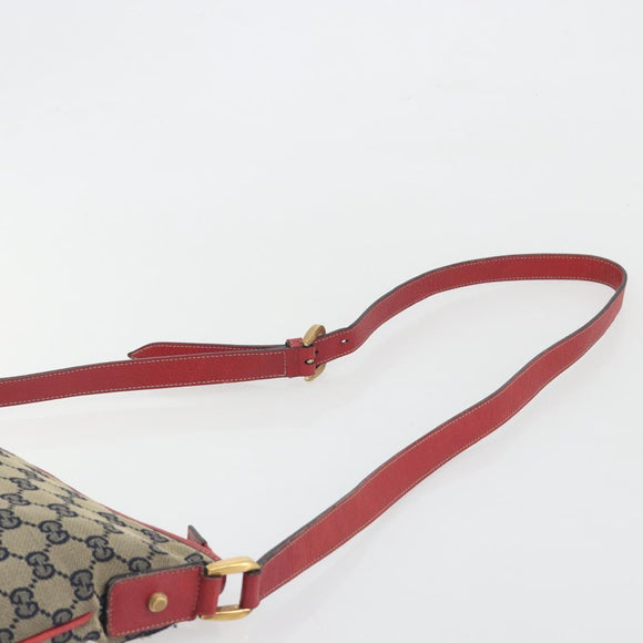 GUCCI GG Canvas Abbey Shoulder Bag Navy Gold 131326 Auth 196328