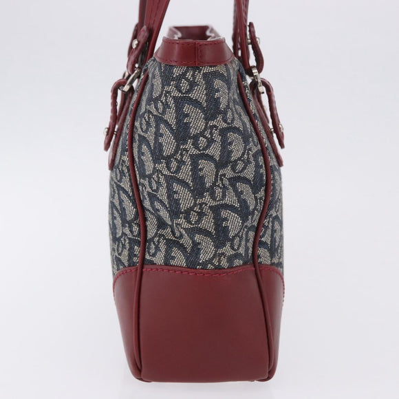 Christian Dior Trotter Canvas Hand Bag Navy Silver Auth 196330A