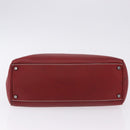 Salvatore Ferragamo Gancini Hand Bag Leather Red Silver Auth 196333-11
