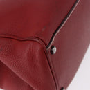 Salvatore Ferragamo Gancini Hand Bag Leather Red Silver Auth 196333-12